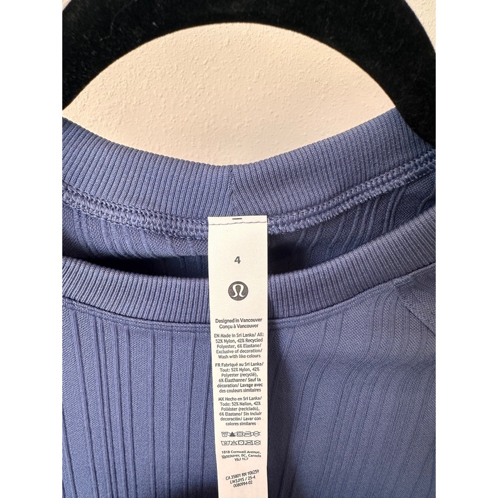 Lululemon Rest Less Pullover Blue Ribbed Long Sleeve Shirt Size 4 - Picture 2 of 5